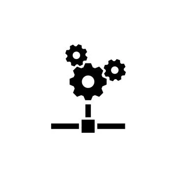 Network System Settings Solid Flat Vector Icon Isolated on White Background Illustrazione stock