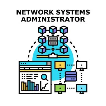 Network systems administrator managing infrastructure and operations 스톡 일러스트