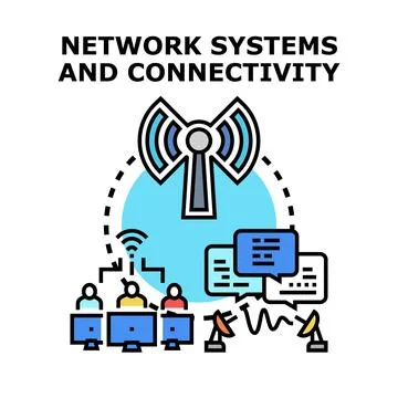 Network systems providing global digital communication and internet connect.. Stock Illustration