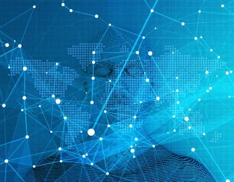 Network technology artificial intelligence, data transmission and storage イラスト素材