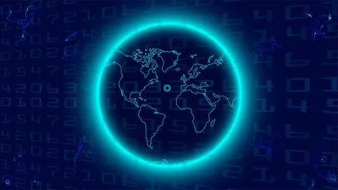 Network technology background with digital code stream. Vector graphics. Stock Illustration