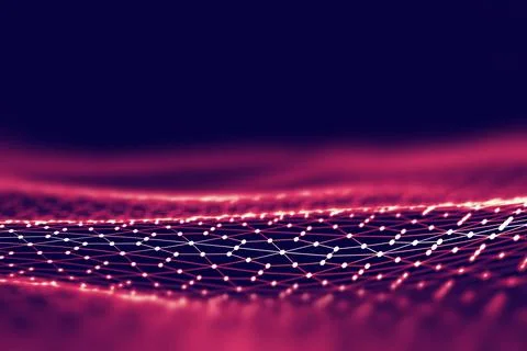 Network technology background. Futuristic tech blue background. Low poly 3d wire Stock Illustration