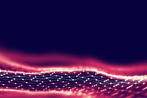 Network technology background. Futuristic tech blue background. Low poly 3d wire Illustrazione stock