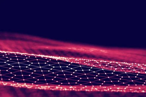 Network technology background. Futuristic tech blue background. Low poly 3d wire Stock Illustration