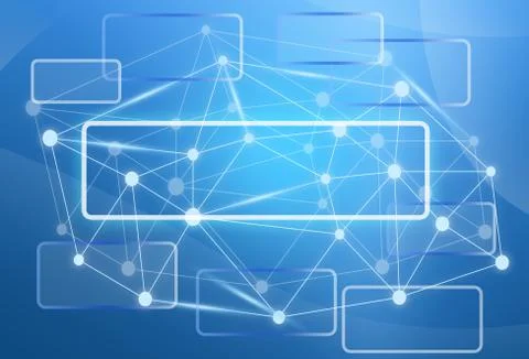 Network technology communication. Rectangles on blue background Stock Illustration