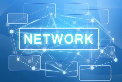 Network technology communication. Rectangles on blue background Stock Illustration
