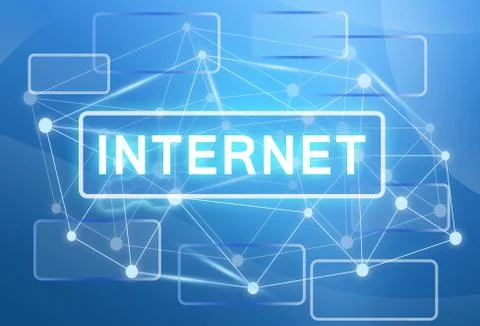 Network technology communication. Rectangles on blue background Stock Illustration