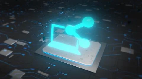 Network Technology Concept with share symbol hologram 3D Illustration Иллюстрация