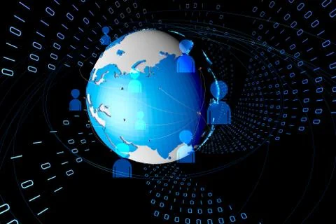 Network technology digital earth, data transmission and communication Stock Illustration