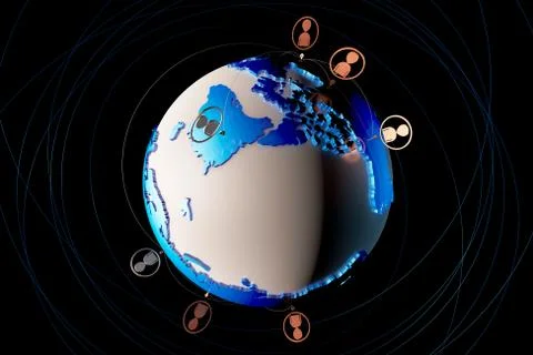 Network technology digital earth, data transmission and communication Stock Illustration