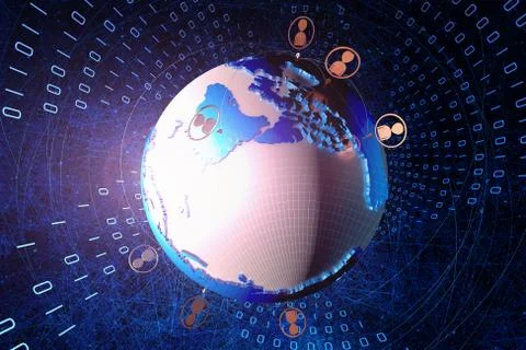 Network technology digital earth, data transmission and communication Stock Illustration