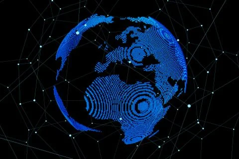 Network technology digital earth, data transmission and communication Stock Illustration