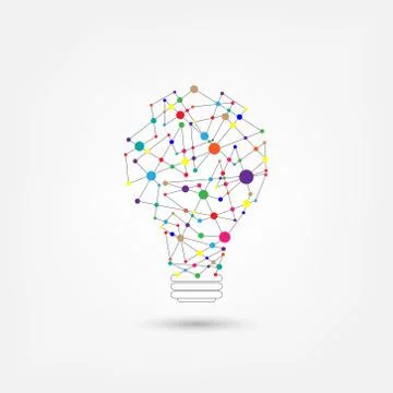 Network technology in the form of light bulbs. Stockillustratie