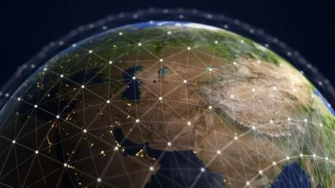 Network technology for global communication Illustrazione stock