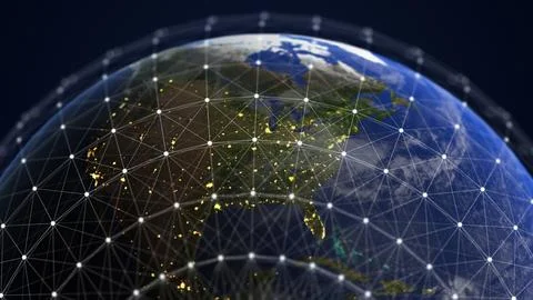 Network technology for global communication Ilustración de archivo