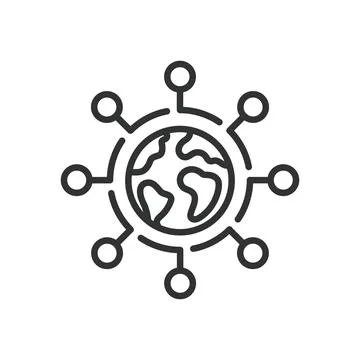 Network technology icon in line design. technology network, digital connectivity Stock Illustration