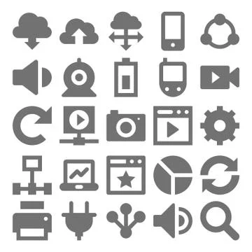 Network Technology Icons Stock Illustration