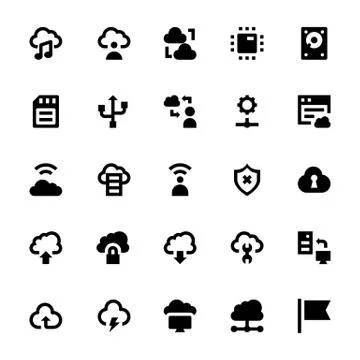 Network Technology Icons Set Stock Illustration