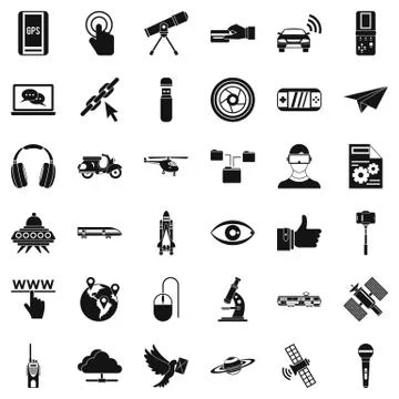 Network technology icons set, simple style Stock Illustration