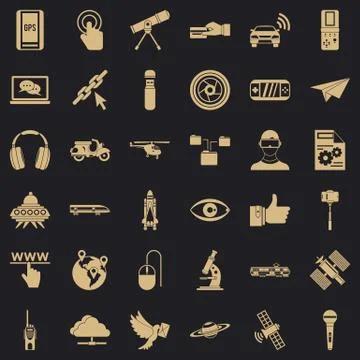 Network technology icons set, simple style イラスト素材