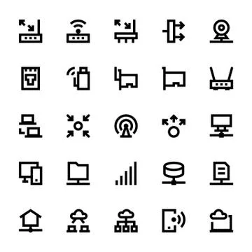 Network Technology Vector Icon Collection Stock Illustration