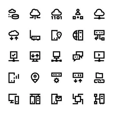 Network Technology Vector Icon Pack Stock Illustration