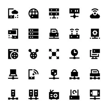 Network Technology Vector Icon Set Stock Illustration