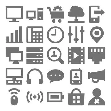 Network Technology Vector Icons Set Stock Illustration