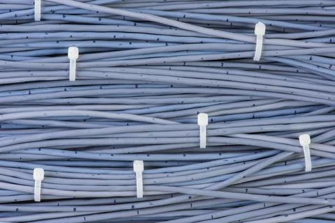 Network Telecommunication Cabling with Cable Ties Technology Stock Photos