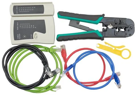 Network tester and crimping tool with RJ45 connector Stock Photos