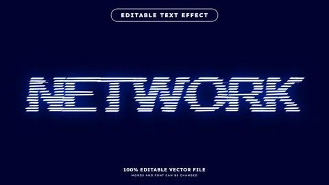 Network Text effect with digital Editable font style Stock Illustration