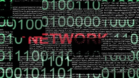 Network text on the screen data glitch Stock Footage 296250589