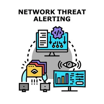 Network threat alerting system analyzing security events イラスト素材