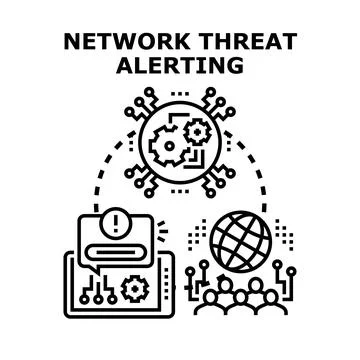 Network threat alerting system security concept Illustrazione stock