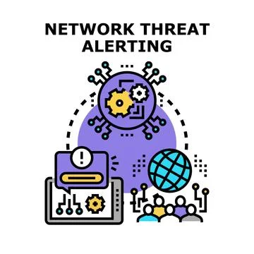 Network threat alerting system security concept Stock Illustration