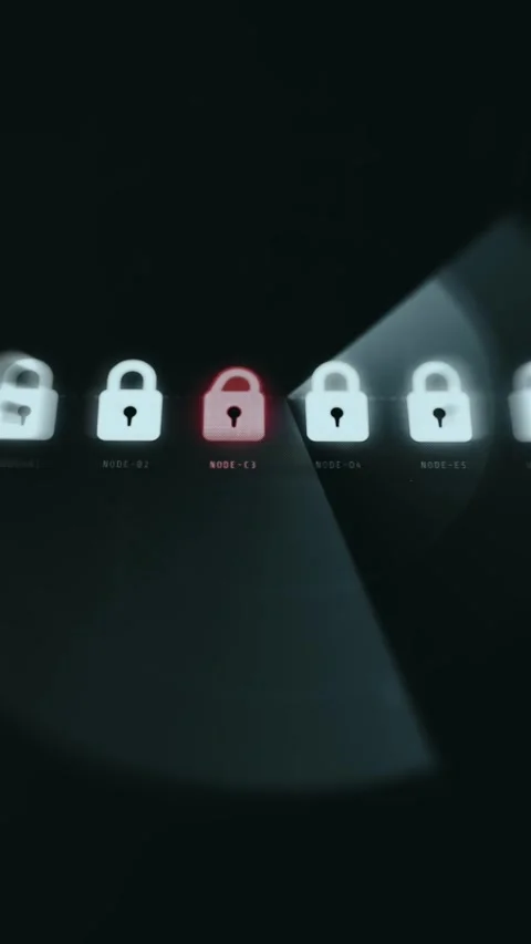 Network Threat Detection Console Touchscreen View with real time indicators Vídeo Stock 337396077