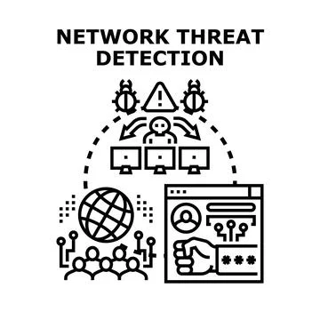 Network threat detection system protecting global data and privacy Stockillustratie