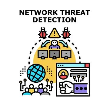 Network threat detection system protecting global data and privacy Stock Illustration