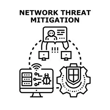 Network threat mitigation protecting data and information security Stock Illustration