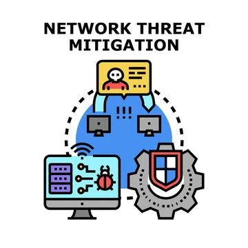 Network threat mitigation protecting data and information security イラスト素材