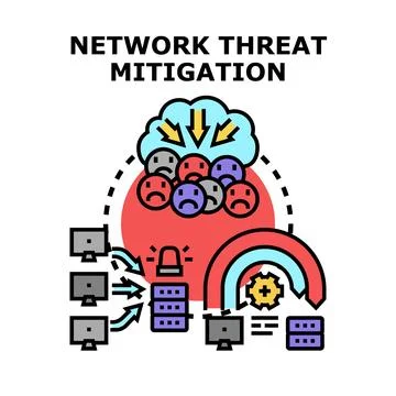 Network threat mitigation protecting data from cyber attacks イラスト素材