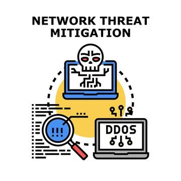Network threat mitigation technology protecting digital data security 库存插图