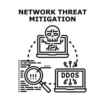 Network threat mitigation technology protecting digital data security Stock Illustration