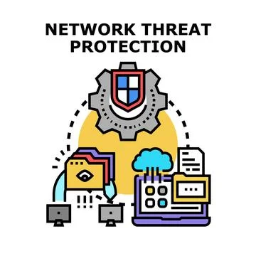 Network threat protection protecting data and devices Illustrazione stock
