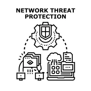 Network threat protection protecting data and devices Stock Illustration