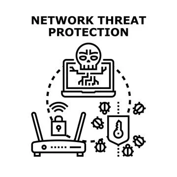 Network threat protection system securing online privacy Stock Illustration