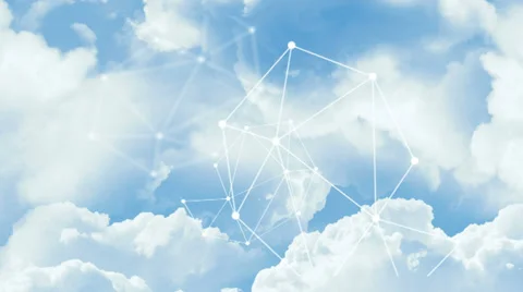 Network through clouds in the blue sky. 動画素材 32501104