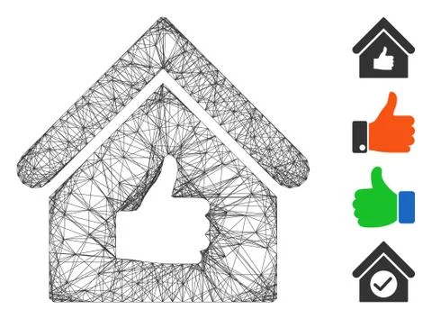 Network Thumb up Building Vector Mesh Ilustración de archivo