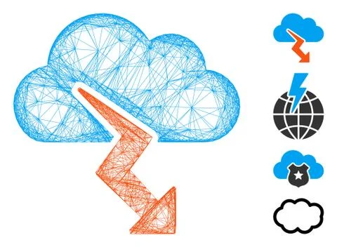 Network Thunderstorm Vector Mesh Stock Illustration