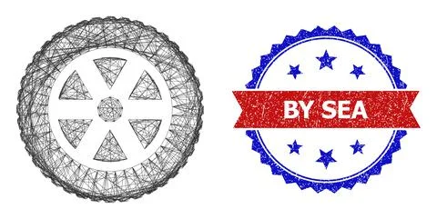 Network Tire Wheel Web Mesh and Scratched Bicolor By Sea Stamp Illustration